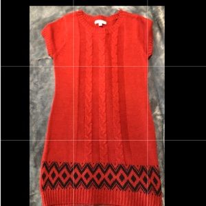 Red Sweater Dress with black stripes